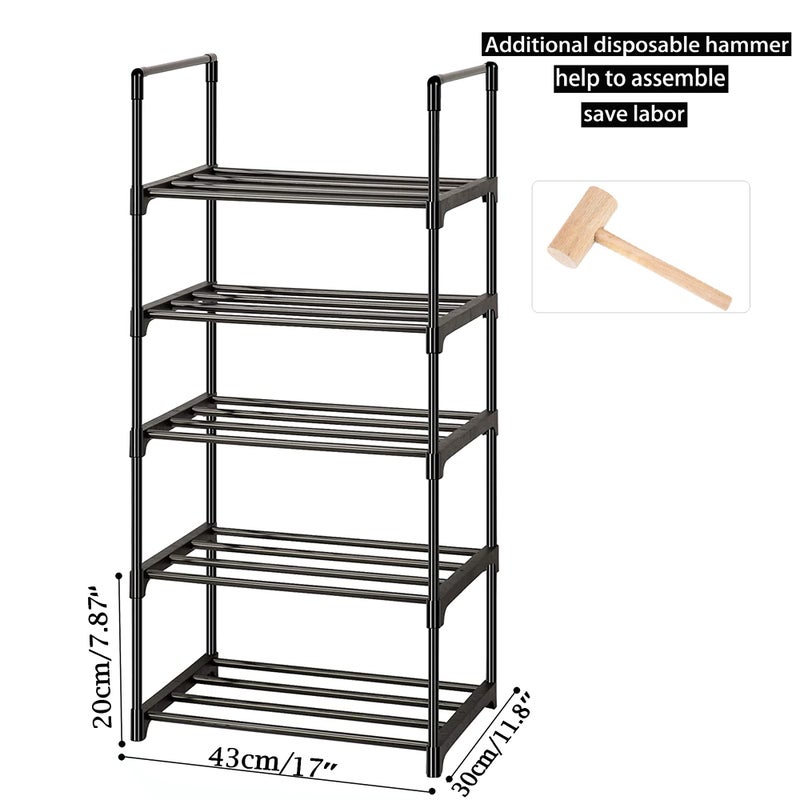 OYREL Shoe Rack, Sturdy Metal Shoes Rack Organizer,Narrow Shoes Stand Shelf 5 Tier Shoe Racks for Closets Small Space - Image 4